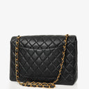 Chanel Vintage Jumbo Classic Single Flap Bag Black Quilted Lambskin With 24K Gold-Plated Hardware, 1996-1997
