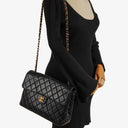 Chanel Vintage Jumbo Classic Single Flap Bag Black Quilted Lambskin With 24K Gold-Plated Hardware, 1996-1997