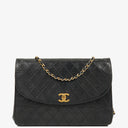 Chanel Vintage Large Half-Moon Single Flap Bag Black Quilted Lambskin 24K Gold-Plated Hardware, 1986-1988