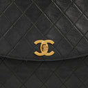 Chanel Vintage Large Half-Moon Single Flap Bag Black Quilted Lambskin 24K Gold-Plated Hardware, 1986-1988