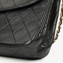 Chanel Vintage Large Half-Moon Single Flap Bag Black Quilted Lambskin 24K Gold-Plated Hardware, 1986-1988