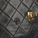Chanel Vintage Large Half-Moon Single Flap Bag Black Quilted Lambskin 24K Gold-Plated Hardware, 1986-1988