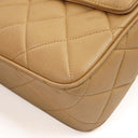 Chanel Vintage Medium Camera Tassel CC Front Flap Pocket Bag In Beige Quilted Lambskin