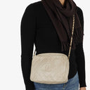 Chanel Vintage Medium CC Neutral Quilted Lambskin Camera Tassel Bag