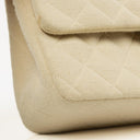 Chanel Vintage Medium Classic Double Flap Bag Beige Neutral Jersey