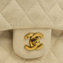 Chanel Vintage Medium Classic Double Flap Bag Beige Neutral Jersey