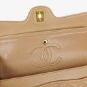 Chanel Vintage Medium Classic Double Flap Bag Beige Quilted Lambskin 24K Gold-Plated Hardware