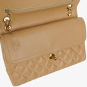 Chanel Vintage Medium Classic Double Flap Bag Beige Quilted Lambskin 24K Gold-Plated Hardware