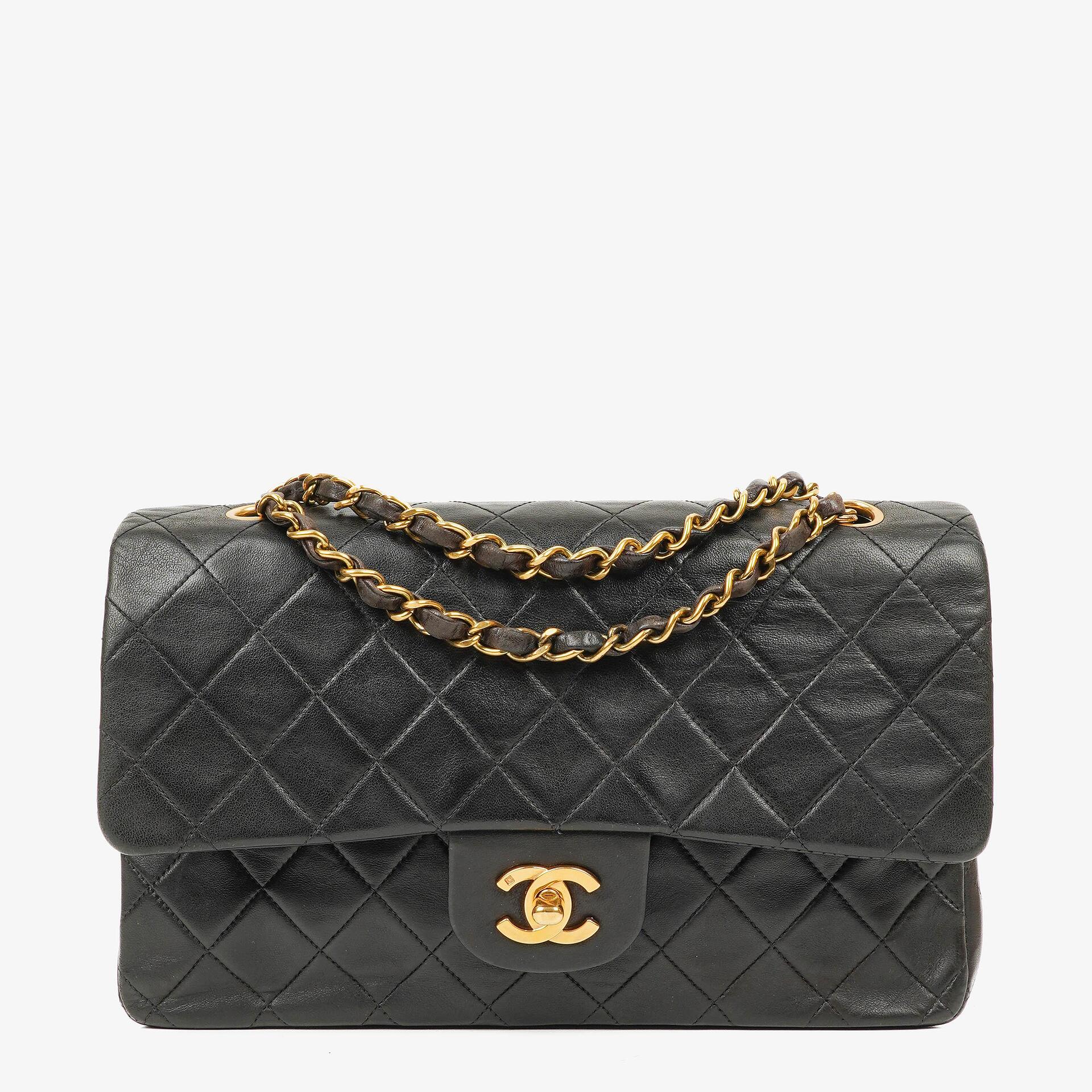 Chanel Vintage Medium Classic Double Flap Bag Black Quilted Lambskin 24K Gold-Plated Hardware, 1991-1994