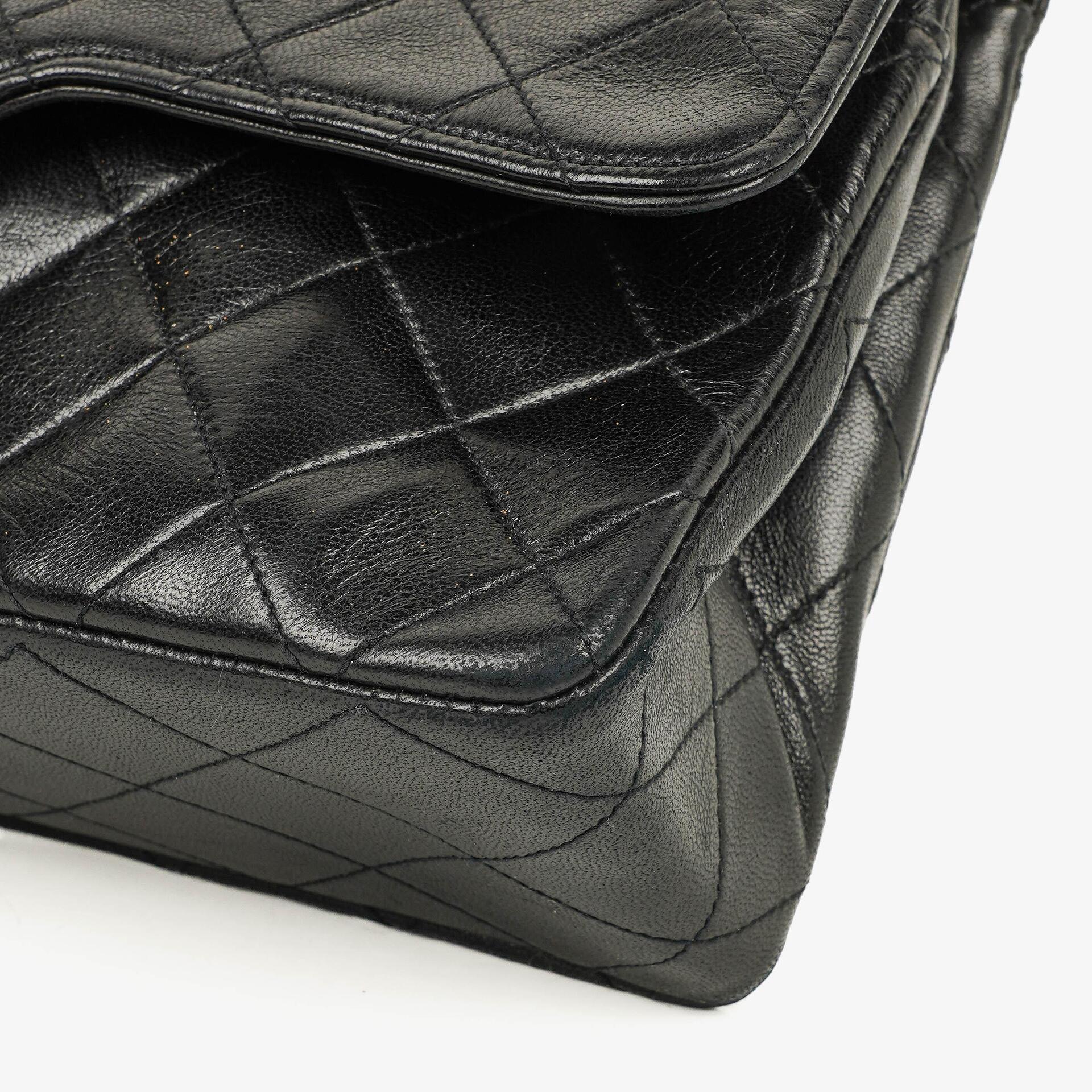 Chanel Vintage Medium Classic Double Flap Bag Black Quilted Lambskin 24K Gold-Plated Hardware