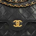 Chanel Vintage Medium Classic Double Flap Bag Black Quilted Lambskin 24K Gold-Plated Hardware
