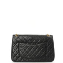 Chanel Vintage Timeless Classic Medium Double Flap Bag In Black Quilted Lambskin With 24K Gold-Plated Hardware And Mademoiselle Chain