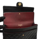 Chanel Vintage Timeless Classic Medium Double Flap Bag In Black Quilted Lambskin With 24K Gold-Plated Hardware And Mademoiselle Chain