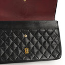 Chanel Vintage Timeless Classic Medium Double Flap Bag In Black Quilted Lambskin With 24K Gold-Plated Hardware And Mademoiselle Chain