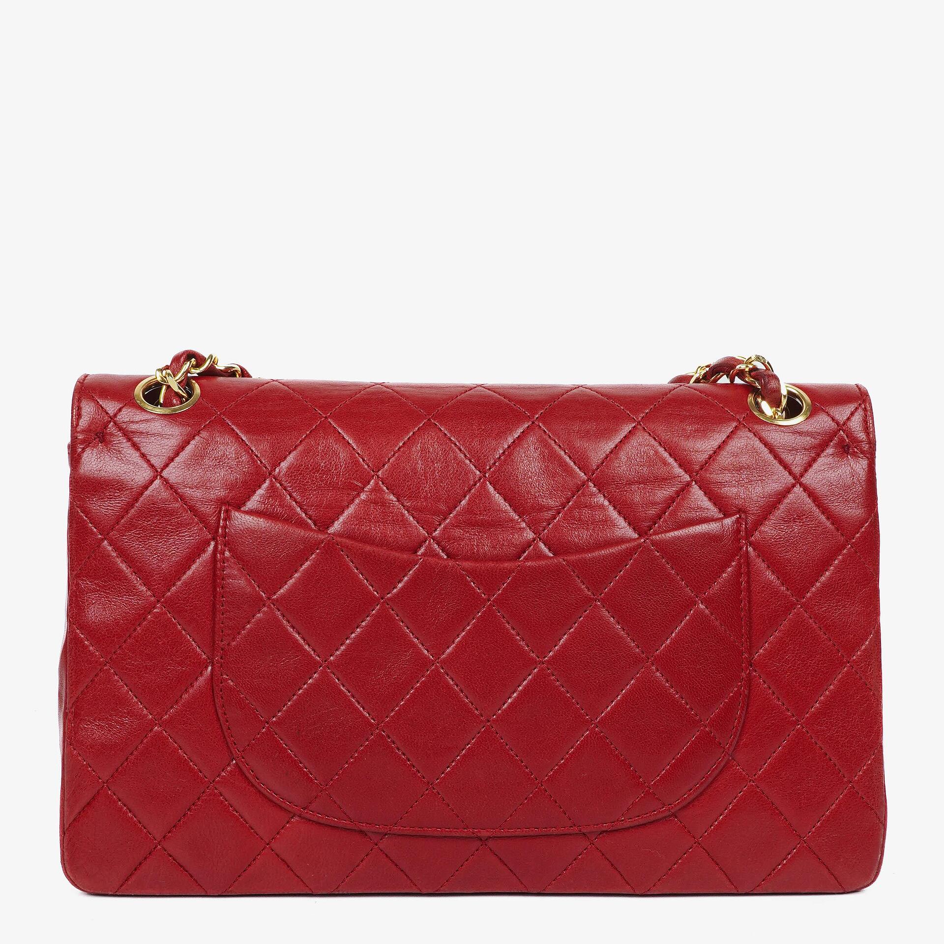 Chanel Vintage Medium Classic Double Flap Bag Red Quilted Lambskin 24K Gold-Plated Hardware
