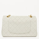Chanel Vintage Medium Classic Double Flap Bag White Quilted Lambskin 24K Gold-Plated Hardware