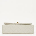 Chanel Vintage Medium Classic Double Flap Bag White Quilted Lambskin 24K Gold-Plated Hardware