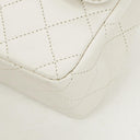 Chanel Vintage Medium Classic Double Flap Bag White Quilted Lambskin 24K Gold-Plated Hardware