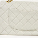 Chanel Vintage Medium Classic Double Flap Bag White Quilted Lambskin 24K Gold-Plated Hardware