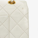 Chanel Vintage Medium Classic Double Flap Bag White Quilted Lambskin 24K Gold-Plated Hardware