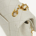 Chanel Vintage Medium Classic Double Flap Bag White Quilted Lambskin 24K Gold-Plated Hardware