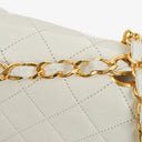 Chanel Vintage Medium Classic Double Flap Bag White Quilted Lambskin 24K Gold-Plated Hardware