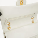 Chanel Vintage Medium Classic Double Flap Bag White Quilted Lambskin 24K Gold-Plated Hardware