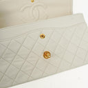 Chanel Vintage Medium Classic Double Flap Bag White Quilted Lambskin 24K Gold-Plated Hardware