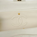 Chanel Vintage Medium Classic Double Flap Bag White Quilted Lambskin 24K Gold-Plated Hardware