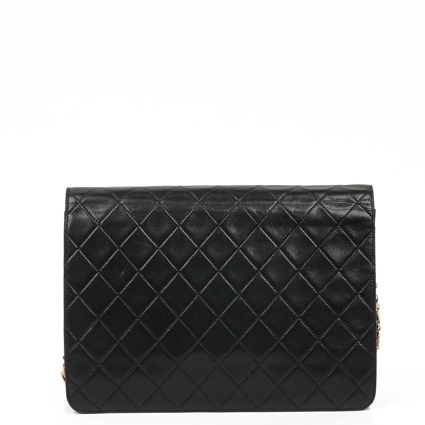 Chanel Vintage Medium Classic Single Flap Bag Black Quilted Lambskin With 24K Gold-Plated Hardware