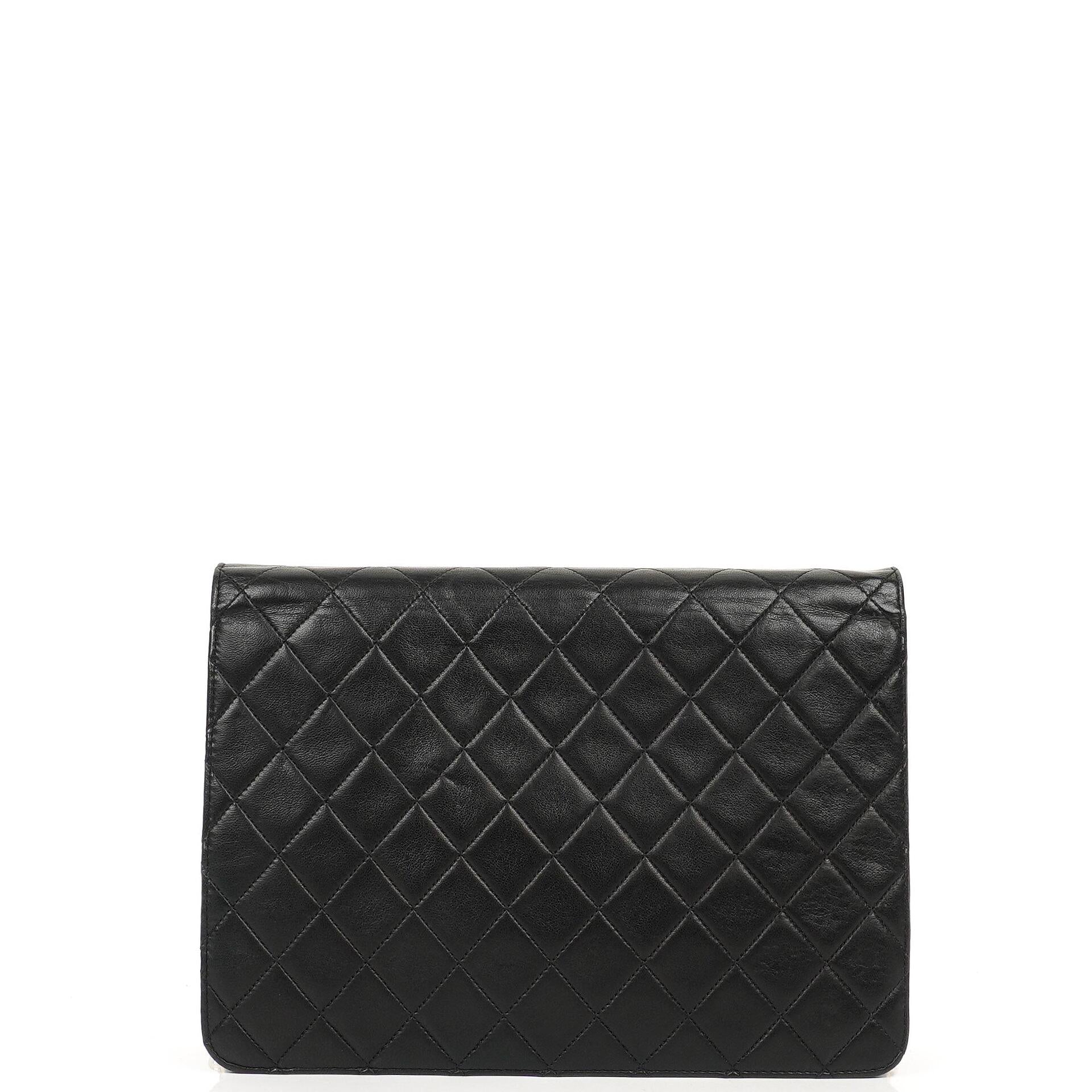 Chanel Vintage Medium Classic Single Flap Bag Black Quilted Lambskin With 24K Gold-Plated Hardware