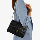 Chanel Vintage Medium Classic Single Flap Bag Black Quilted Lambskin With 24K Gold-Plated Hardware