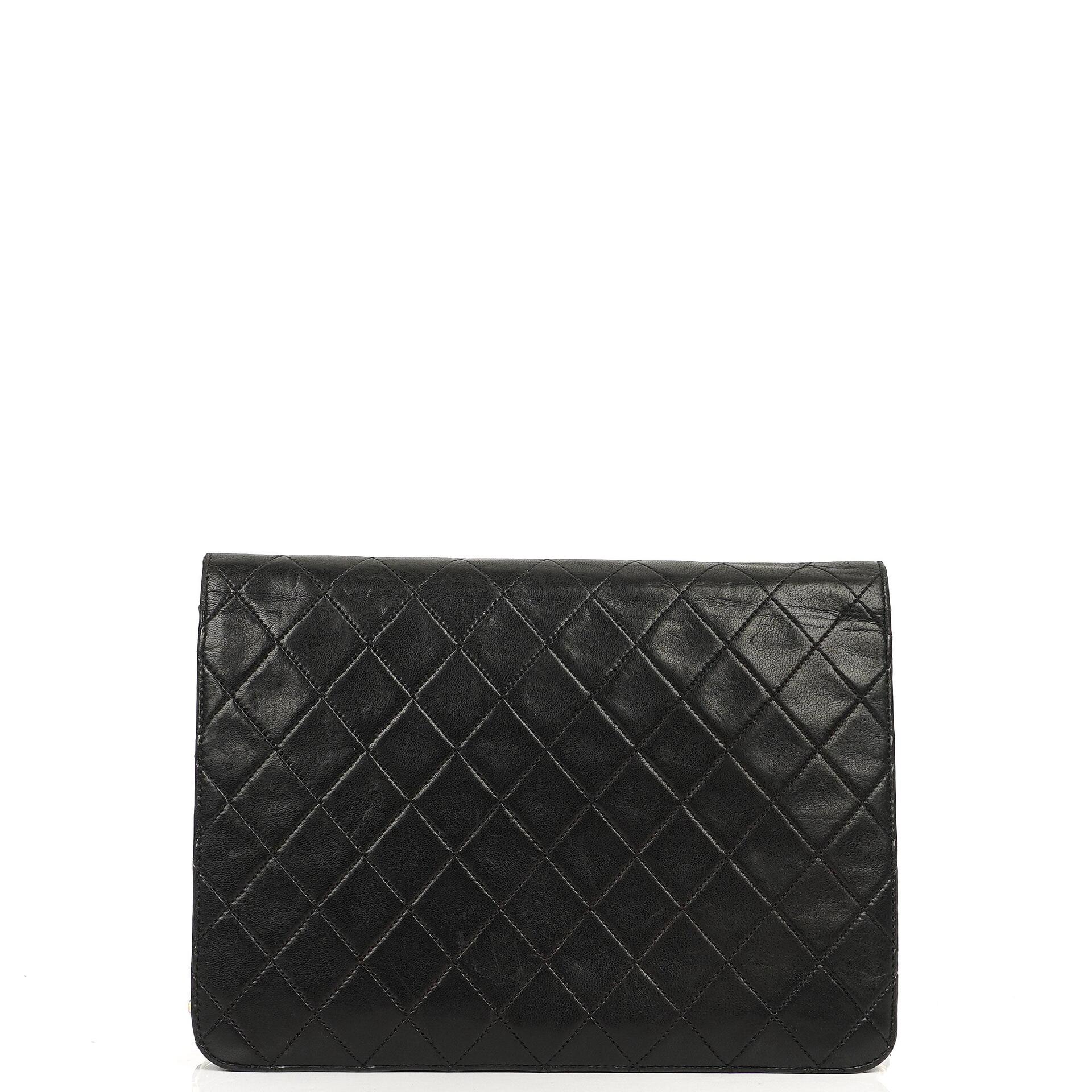 Chanel Vintage Medium Classic Single Flap Bag Black Quilted Lambskin With Gold-Tone Hardware