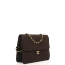 Chanel Vintage Medium Classic Single Flap Bag Brown Quilted Jersey With Gold-Tone Hardware