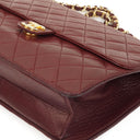 Chanel Vintage Medium Classic Single Flap Bag Burgundy Quilted Lambskin With Gold-Tone Hardware