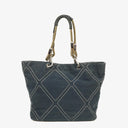 Chanel Vintage Medium Cruise Line No.5 Navy Quilted Canvas Tote Bag