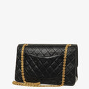 Chanel Vintage Medium Timeless Classic Double Flap Bag Black Quilted Lambskin 24K Gold-Plated Hardware And Mademoiselle Chain