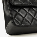 Chanel Vintage Medium Timeless Classic Double Flap Bag Black Quilted Lambskin 24K Gold-Plated Hardware And Mademoiselle Chain