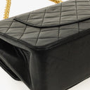 Chanel Vintage Medium Timeless Classic Double Flap Bag Black Quilted Lambskin 24K Gold-Plated Hardware And Mademoiselle Chain