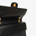 Chanel Vintage Medium Timeless Classic Double Flap Bag Black Quilted Lambskin 24K Gold-Plated Hardware And Mademoiselle Chain