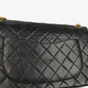 Chanel Vintage Medium Timeless Classic Double Flap Bag Black Quilted Lambskin 24K Gold-Plated Hardware And Mademoiselle Chain