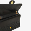 Chanel Vintage Medium Timeless Classic Double Flap Bag Black Quilted Lambskin 24K Gold-Plated Hardware And Mademoiselle Chain