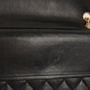 Chanel Vintage Medium Timeless Classic Double Flap Bag Black Quilted Lambskin 24K Gold-Plated Hardware And Mademoiselle Chain