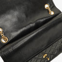 Chanel Vintage Medium Timeless Classic Double Flap Bag Black Quilted Lambskin 24K Gold-Plated Hardware And Mademoiselle Chain