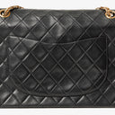 Chanel Vintage Medium Timeless Classic Double Flap Bag Black Quilted Lambskin 24K Gold-Plated Hardware And Mademoiselle Chain