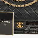 Chanel Vintage Medium Timeless Classic Double Flap Bag Black Quilted Lambskin 24K Gold-Plated Hardware And Mademoiselle Chain