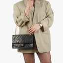 Chanel Vintage Medium Timeless Classic Double Flap Bag Black Quilted Lambskin 24K Gold-Plated Hardware And Mademoiselle Chain