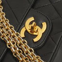 Chanel Vintage Medium Timeless Classic Double Flap Bag Black Quilted Lambskin With 24K Gold-Plated Hardware And Mademoiselle Chain