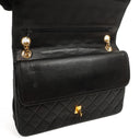 Chanel Vintage Medium Timeless Classic Double Flap Bag Black Quilted Lambskin With 24K Gold-Plated Hardware And Mademoiselle Chain