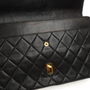 Chanel Vintage Medium Timeless Classic Double Flap Bag Black Quilted Lambskin With 24K Gold-Plated Hardware And Mademoiselle Chain
